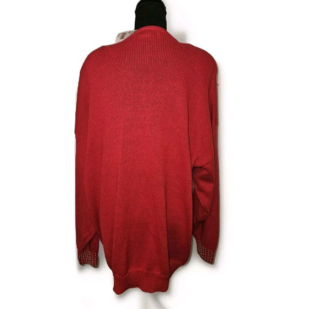 NWT Vintage Victoria Women’s Size 3XL Sweater Beading Knit Red Holiday - Picture 2 of 11